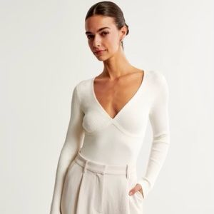 Long sleeve v-neck sweater bodysuit